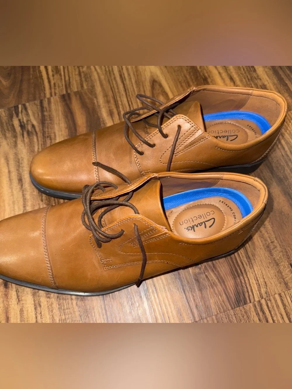 Collection By Clarks Men's Whiddon Cap Dark Tan Leather Shoes - Size 9 M